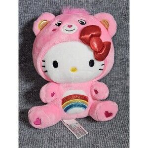 Care Bear Hello Kitty Cheer Bear Costume 8" Plush Stuffed Animal Sparkle Rainbow